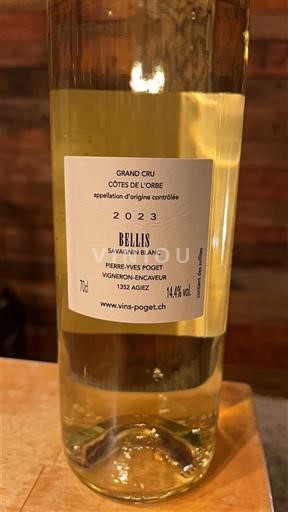 Vaud Côtes de l'Orbe DOC Pierre-Yves Poget Bellis 2023