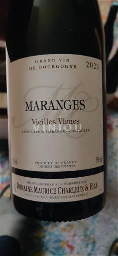 Burgundija Maranges Domaine Maurice Charleux & Fils Vieilles Vignes 2023