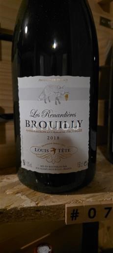 Beaujolais Brouilly Louis Tête Les Renardières 2018