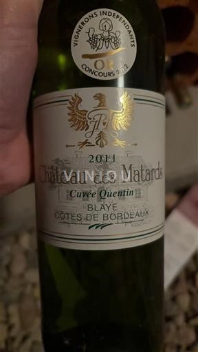 Burdeos Blaye-Côtes de Burdeos Château S Matards Quentin 2011