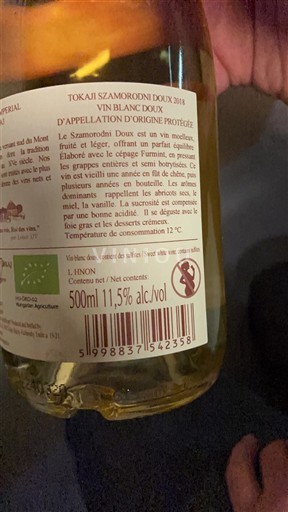 Tokaj No especificado HINON Szamorodni Doux 2018