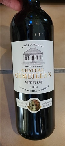 Bordeaux Médoc Chateau Gemeillan 2014