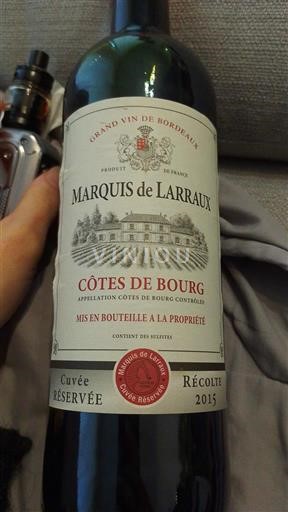 Bordeaux Côtes-de-bourg Marquis de Larraux Réservée 2015