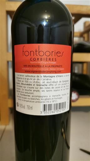 Langvedok Corbières Vignerons de Camplong Fontbories 2018