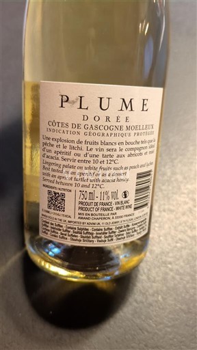 Sydväst Côtes de Gascogne Plume Dorée Icke årgångsbetecknad