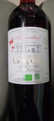 Vina Rosé sec L'Essentiel Château Lacrugue 2023 Francija Bordeaux Bordeaux clairet AOC