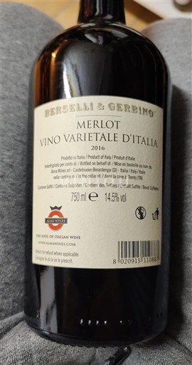 Venetien Nicht spezifiziert Berselli & Gerbino Merlot 2016