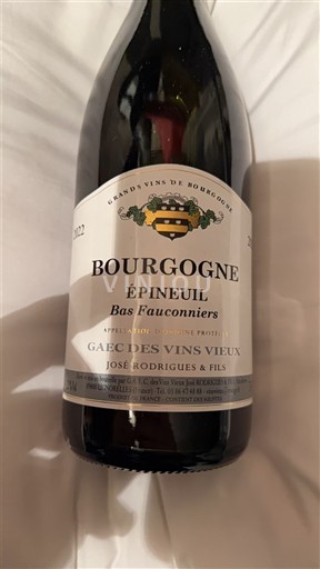 Vine Rouge sec Bas Fauconniers GAEC des Vins Vieux 2022 Frankrig Bourgogne Bourgogne Epineuil AOC