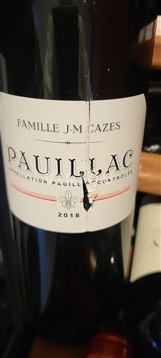 Bordeaux Pauillac Famille J.M Cazes 2018