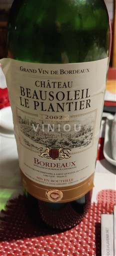 Burdeos Bordeaux Château Beausoleil Le Plantier 2002