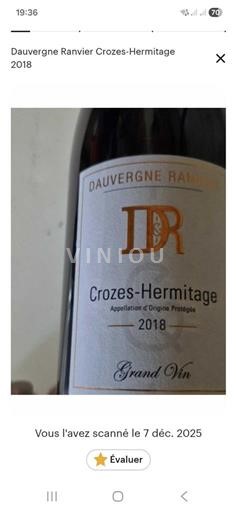 Vallée du Rhône Crozes-hermitage Dauvergne Ranvier 2018