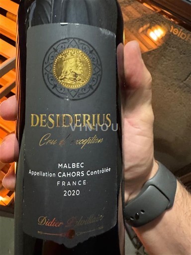 Sudoeste Cahors Didier Pelvillain Desiderius Cru d'exception 2020