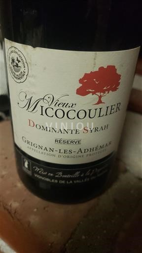 Rhône Valley Grignan-les-Adhémar Vieux Micocoulier Dominante Syrah Réserve 2018