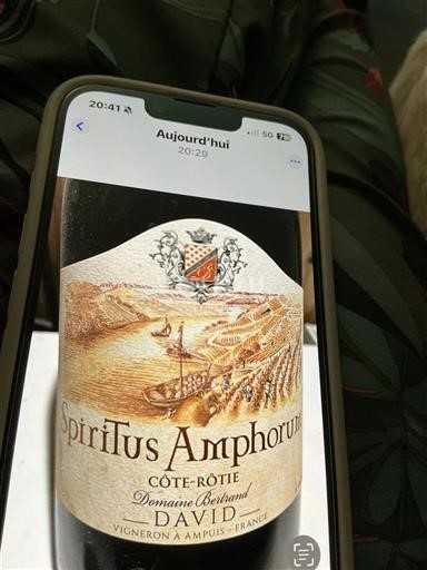 Vallée du Rhône Côte-rôtie Domaine Bertrand David Spiritus Amphorum 2021