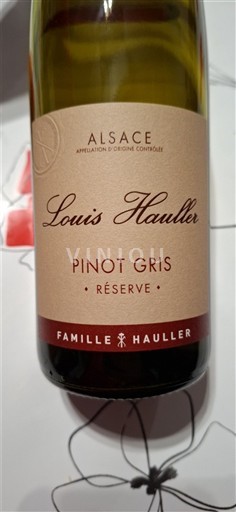 Vin Blanc demi-sec Réserve Louis Hauller 2024 France Alsace Alsace Grand Cru AOC