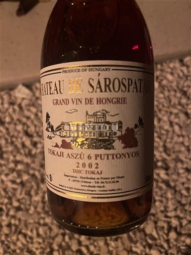 Tokaj Ikke specificeret Château Sárospatak Tokaji Aszú 6 Puttonyos 2002