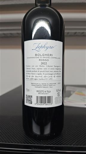 Toskánsko Bolgheri Zephyro 2022