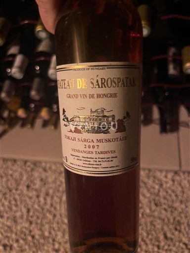 Tokaj Ikke specificeret Château Sárospatak Tokaji Sárga Muskotály 2007