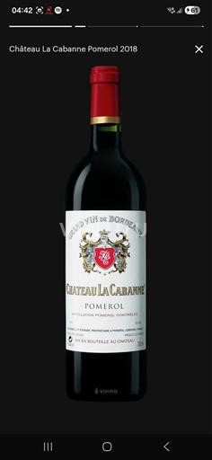 Bordeaux Pomerol Château La Cabanne 2018