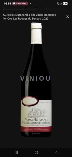 Burgundi Vosne-Romanée Premier Cru G. Roblot Marchand & Fils Les Rouges du Dessus 2022