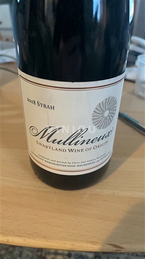 Vin Rouge sec Mullineux 2018 Afrique du Sud Région côtière Swartland