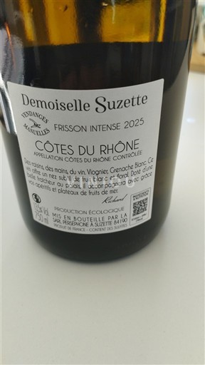Valle del Rodano Côtes-du-Rhône Demoiselle Suzette Frisson Intense 2025