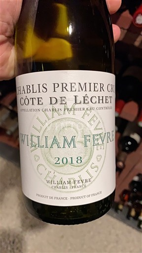 Vinhos Blanc sec Côte de Léchet William Fèvre 2018 França Borgonha Chablis AOC Premier Cru