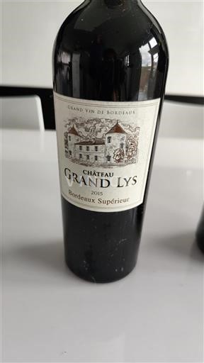 Verërat Rouge sec Château Grand Lys 2015 Francë Bordoja Bordeaux Supérieur AOC