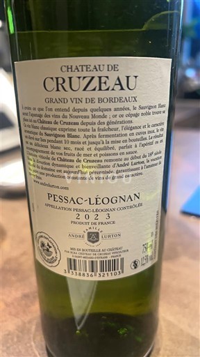 Bordeaux Pessac-Léognan Château Cruzeau 2022