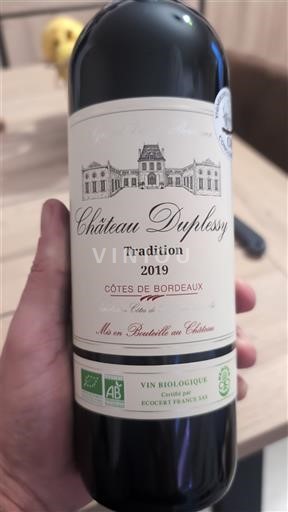 Viinit Rouge sec Tradition Château Plessy 2019 Ranska Bordeaux Bordeaux'n rinteet AOC