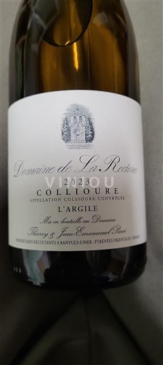 Rosellón Collioure Domaine La Rectorie L'Argile 2023