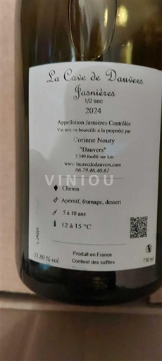 Loiredalen Jasnières La Cave de Dauvers Réserve d’Automne 2024