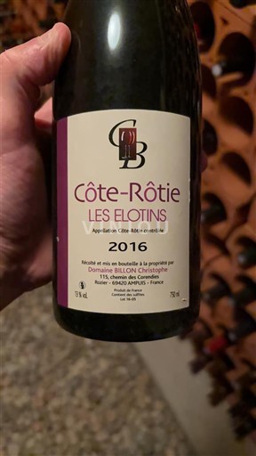 Vallée du Rhône Côte-rôtie Domaine BILON Christophe Les Elotins 2016