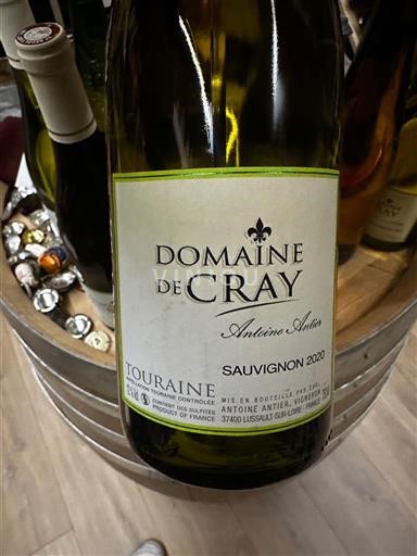 Vinos Blanc sec Sauvignon Domaine Cray 2020 Francia Valle del Loira Touraine AOC