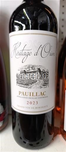 Bordeaux Pauillac Héritage d'Orion 2023
