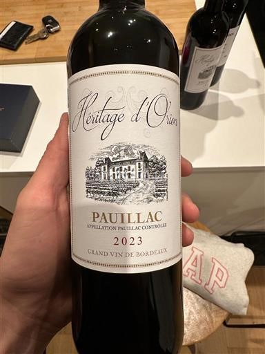 Bordeaux Pauillac Héritage d'Orion 2023