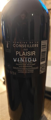 Languedoc a Roussillon Pays d'Oc Domaine La Conseillère Plaisir 2022