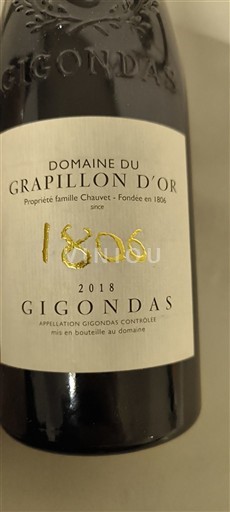 Rhônen laakso Gigondas Domaine Grapillon d'Or 1806 2018