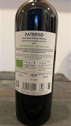 Sicily Noto Patrono Noto Nero d'Avola Riserva 2019