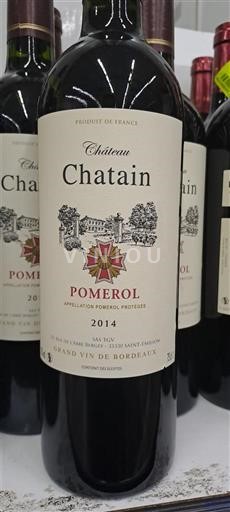 Vin Rouge sec Château Chatain 2014 France Bordeaux Pomerol AOC