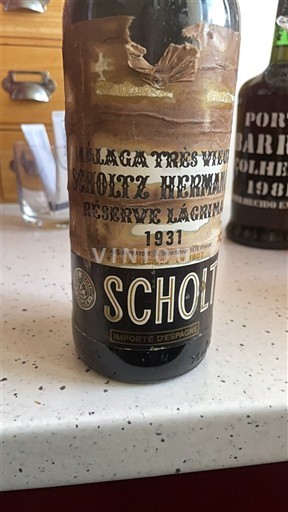 Vini Rouge moelleux Réserve Lagrima Scholtz Hermanos 1931 Spagna Andalusia Malaga DO