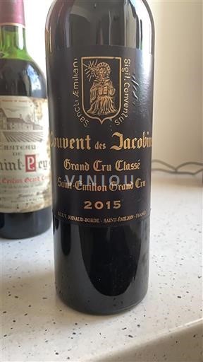 Bordeaux Saint-Émilion Grand Cru Grand Cru Classé Couvent des Jacobins 2015