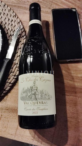 Rhône-dalen Vacqueyras Le Clos des Cazaux des Templiers 2022