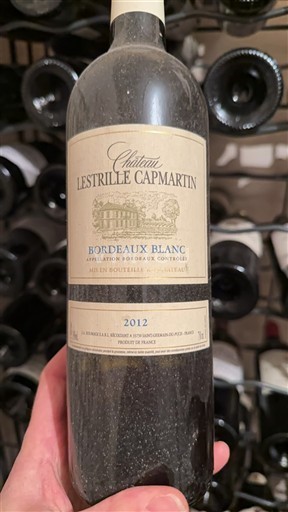 Vina Blanc sec Château Lestrille Capmartin 2012 Francija Bordeaux Bordeaux beli. AOC