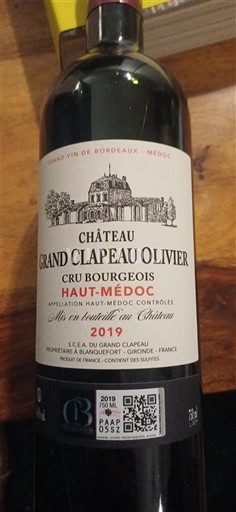 Bordeaux Haut-Médoc Cru Bourgeois Château Grand Clapeau Olivier 2019