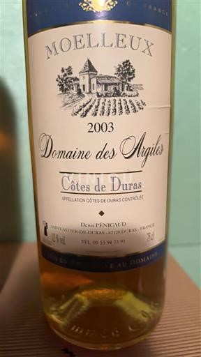 Lounais-Ranska Côtes-de-duras Domaine S Argiles 2003