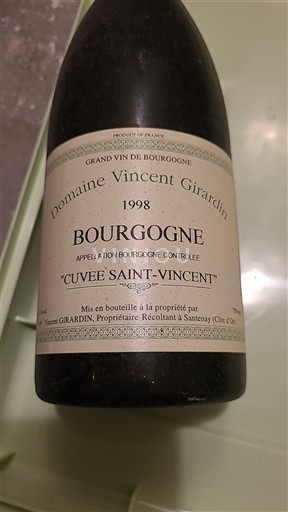 Vina Rouge sec Cuvée Saint-Vincent Vincent Girardin 1998 Francija Burgundija AOC