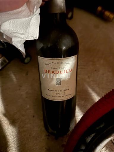 Vinos Rouge sec Comtes des Tiges Château Beaulieu 2002 Francia Burdeos Bordeaux AOC