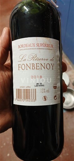 Bordeaux Bordeaux Supérieur Fonbenoy La Réserve de 2018