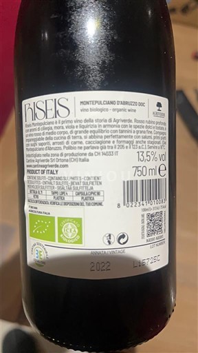 Abruzos Montepulciano d'Abruzzo Riseis 2022